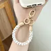 Correa de cristal para teléfono, cordón para teléfono, cordón corto para teléfono, pulsera para teléfono, anillo colgante de silicona, cordón de doble hebilla