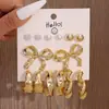 Conjunto de Brincos Original Novo Dourado com 9 Pares Estilo Geométrico Minimalista Versátil Ccb Brincos de Comércio Exterior Atacado