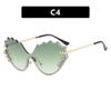 Gafas de sol irregulares con incrustaciones de diamantes 2024 nuevas gafas de sol para mujer cara grande que adelgazan las gafas de sol anti-ultravioleta forma cóncava