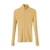 Ropa de mujer más vendida en Amazon transfronteriza para Otoño 2026: Cárdigan de punto fino de manga larga bicolor con cuello alto y cremallera para adelgazar