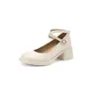 Zapatos Casuales de Nuevo Estilo con Tacón Grueso Medio, Diseño Simple de Tira Cruzada Baja, Zapatos de Princesa, Mocasines, Tallas 33-43, Zapatos de Exportación