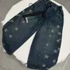 Pantalones largos de mezclilla de otoño transfronterizos para niños, pantalones de pierna ancha con estampado de estrellas, pantalones versátiles para niños pequeños, estilo moderno