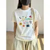 Tamanho Grande Divertido Estampado em Desenho Animado Solto Manga Curta Feminino Verão Design Versátil Gola Redonda Top Ombro Algodão Camiseta