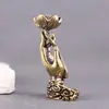 Flor de Loto de Latón Puro Buda Guanyin Mano Quemador de Incienso de Flujo Inverso Portainciensos Vintage Adorno Decorativo de Mesa Mascota de Té Artesanía