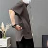 Bolso Oculto Malha Waffle Pesada Fresca Respirável Manga Curta Gola Redonda Verão Cor Sólida Solta Tamanho Grande Camiseta Masculina