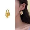 Pendientes Largos con Colgante de Hoja Nuevos Populares Transfronterizos Europeos y Americanos Moda Femenina Elegantes Retro Simples Ganchos para Orejas