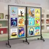 Suporte de Exibição de Grade Dobrável Multifuncional de Chão Móvel com Rodas Exibição de Obras de Arte Rack de Exibição de Produtos Metal