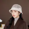 Sombrero de Pescador de Punto Cálido de Moda para Invierno para Mujeres Mayores, Sombrero de Pescador a Cuadros Casual para Exteriores a Prueba de Viento