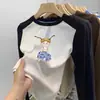 Camiseta Interior de Polar para Niña Otoño Invierno Nuevo Estilo Patchwork Manga Larga Ropa Interior Base Elegante para Bebé