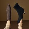 Botas Delgadas de Punta Casuales y Versátiles 2025 Otoño e Invierno Nuevas Botines Cortos de Tacón Gato Exportación Tallas Grandes y Pequeñas Botas de Moda de Terciopelo Elástico
