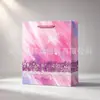En stock bolsa de regalo de cartulina blanca engrosada bolsa de papel pintada a mano con pintura al óleo flor de Gesang lavanda bolsa de embalaje para tienda de flores de celebridad de internet