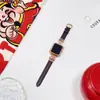 Nueva correa de reloj Correa de reloj de cuero rojo de Año Nuevo para Apple iwatch9/8 watch S9/S8/S7/se