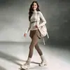 Conjunto de treino para academia para mulheres, com tecido de toque natural para yoga, color block, afina a cintura, top com zíper, cintura alta, levanta bumbum, calça fitness