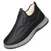 Zapatos de Lana para Hombre Invierno Forrados de Felpa Gruesos Cálidos Zapatos de Algodón para Padres de Mediana Edad y Mayores Suela Blanda Botas de Nieve Zapatos Perezosos de Un Paso