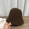 Sombrero de Pescador de Punto Coreano al por Mayor 2026 Nuevo Patrón de Diamantes Dulces para Mujer Otoño Invierno Cálido Sombrero Cubo Perezoso de Moda