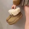 Zapatos de Algodón Felpa Engrosada Botas de Nieve Gruesas de Moda para Mujer Lindos Feos Cálidos de Piel 2026 Nuevos Abrigos Botines Otoño Invierno