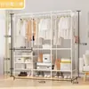 Cabideiro Doméstico Multifuncional, Cabideiro de Chão de Fileira Dupla, Cabide de Roupas, Varal, Estante de Armazenamento de Chão para Quarto, Transfronteiriço