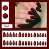 Uñas Postizas de Ojo de Gato Color Borgoña Profundo de Venta Caliente Transfronteriza, Uñas Cereza Almendra, Uñas Postizas, Piezas de Arte para Uñas, Set de Uñas Postizas de 30 Piezas
