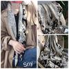 Bufanda elegante de seda Hangzhou con protección solar y letras para mujer, ideal para primavera y otoño, fina y larga, chal de satén de verano.