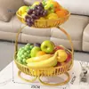 Cesta de Prato de Exibição para Lanches de Frutas Secas e Doces para Casa Estilo Retrô Prato de Frutas Mesa de Centro da Sala de Estar Prateleira Cesta de Armazenamento Multicamadas