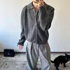 Cárdigan de punto retro con solapa estilo americano, suéter casual de ajuste holgado para hombre, prenda exterior versátil y discreta de color liso, estilo cleanfit