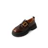 Estilo ocidental versátil fivela quadrada de metal sola grossa sapatos de couro pequeno com couro genuíno completo por dentro e por fora 2024 primavera grosso salto médio bico redondo sapatos de couro de vaca