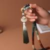 Dunhuang wentian Pulsera de raíz de bodhi de jade blanco degradado Pulsera DIY Colgante de bolsita de loto Anillo giratorio Cuentas para sostener a Buda