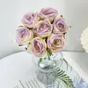 Buquê de Rosas de Mão para Simulação Flores Artificiais Decoração de Sala de Estar Decoração Floral Decoração de Flores para Mesa de Jantar Flores Secas Buquê de Mão