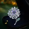 Broche de Corindón Rojo Zirconia Flor de Bauhinia de Lujo Accesible de Gama Alta Joyería de Lujo para Mujer Accesorios para Chaqueta Traje Corsage
