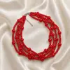 Colar Vintage de Pérolas Artificiais Empilhadas Estilo Pequeno e Perfumado Corrente de Clavícula de Quatro Camadas Nicho Corrente de Bolas Elegante Joia para Mulheres