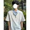 Camisa Polo Falsa de Duas Peças com Manga Curta para Homens, Estilo Verão com um Toque Jovem, Camisa Resistente de Manga Três Quartos com Ombro Normal e Gola de Camisa