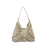 Nova bolsa de palha trançada triangular 2026, bolsa de ombro versátil, bolsa tote de grande capacidade, bolsa de praia moderna para férias