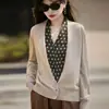Chaqueta de punto con cuello en V 2026, estilo primavera/otoño, diseño nuevo, cárdigan de punto para mujer talla grande, top suéter de moda