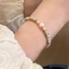 Pulsera de Cuentas Coloridas de Piedra Shoushan de Doble Capa con Perlas de Agua Dulce, Dulce Nicho Retro Lujo Ligero Apilada con Hebilla Magnética