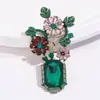 Cesta de Flores Vintage Aleación Broche Creativo Moda Pedrería Ramillete Abrigo Pin Retro Accesorios para Chaqueta Fabricante Mayorista