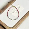 Collar de Palillo Barroco Simple Perla de Agua Dulce Collar de Cuentas de Vidrio Rojo Ancora Cadena para Clavícula de Cristal Rojo para Mujer