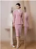 Jaqueta de Terno Fashion Ai Shangchen Feminina 2025 Inverno Nova Peça para o Dia a Dia Gola Barco Retrô Terninho Rosa terno