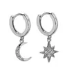 Pendientes asimétricos de plata de ley S925 de Shenzhen, con forma de estrella y luna, pendientes de lujo ligero, moda simple, versátiles, creativos, para mujer