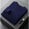 Outono e Inverno Linha de Frente Prêt-à-porter 100% Lã Suéter Masculino Gola Redonda Manga Longa Suéter Pulôver Cor Sólida Tricotado Camisa Básica