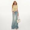 YC & estilo americano retrô cintura baixa hot girl calças boca de sino modelagem justa slim all-match jeans primavera e verão feminino & calças compridas