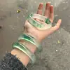 Venta al por mayor directamente del fabricante.: Brazalete Pulsera Ancho Redondo de Jade Cuarcita Natural de Alta Calidad, Jade Espuma de Agua Congelada Azul Cielo