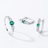 Pendientes elegantes de plata de ley S925 con forma de U de esmeralda para mujer, estilo retro, de alta gama, con hebilla para las orejas.
