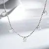 Colar de Prata Esterlina S925 Calcedônia Corrente de Contas Feminina Ágata Branca Ágata Verde Pingente Ovo de Gelo Alto Corrente da Clavícula Atacado