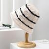Chapéu de balde de malha de lã para as mulheres outono e inverno estilo coreano quente all-match cúpula chapéu da bacia listrado chapéu de pescador all-match moda