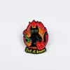Serie de Broches de Gato Negro con Llama Transfronteriza Estilo Genial Insignia Decorativa para Mochila de Animal Pequeño Hebilla de Metal