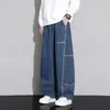 Jeans de mezclilla tejida de alta calle americanos para hombre, estilo primavera y otoño, corte recto holgado, talla grande para principios de primavera, pantalones casuales curvos extragrandes