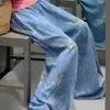 Calça de Pijama de Seda de Algodão para Mulheres, Estilo Fino para Primavera e Verão, Tamanho Grande, Caimento Solto, Calça de Perna Larga de Algodão Artificial, Pode Ser Usada Fora de Casa, Versátil, Cintura Alta, Leve