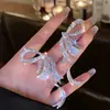 Aretes de Lazo de Cinta para Mujer, Agujas de Plata, Aretes de Estilo Frío, Lujo Accesible Diseño de Nicho, Pendientes de Borlas de Alta Gama Tendencia