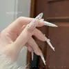 Papel de transferencia para arte de uñas estilo Bella encaje blanco y negro cielo estrellado pegatinas calcomanías estilo ins set duradero al por mayor