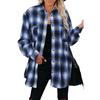 Moda Feminina Europeia e Americana Outono e Inverno 2026 Nova Camisa Xadrez Exportação Amazon Cardigan Camisa de Comprimento Médio Solto com Lapela